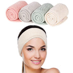 4 Pack Spa Facial Headband, Pea Green, Pink, Beige, Light Gray
