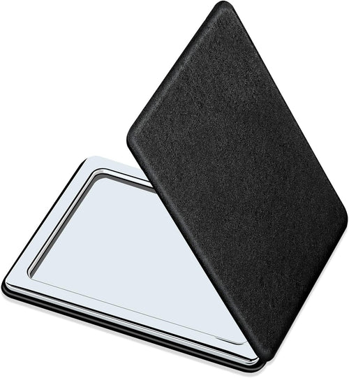 Compact Vanity Mirror for Men, Black, Travel Makeup Mirror for Handbag Pocket Wallet, Portable Double-Sided Magnifying Cosmetic Mirror for Daily, Work, Business