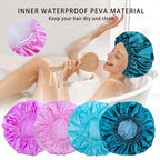 Shower Caps for Women, 4 PCS Reusable Waterproof Bath Cap