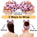 Women Fashion Lovely Soft Carol Fleece Bowknot Bow Makeup Cosmetic Shower Elastic Hair Band Hairlace Headband (Pink)